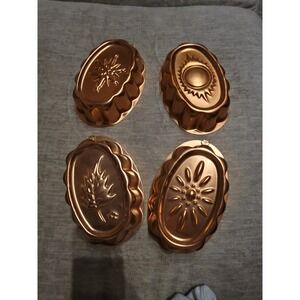 Vintage Copper Mold Set Jello Pudding Cake Baking Molds Decorative Kitchen Decor